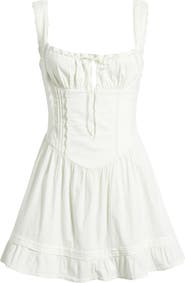 BDG Urban Outfitters Gabriette Lace Detail Stretch Cotton Minidress