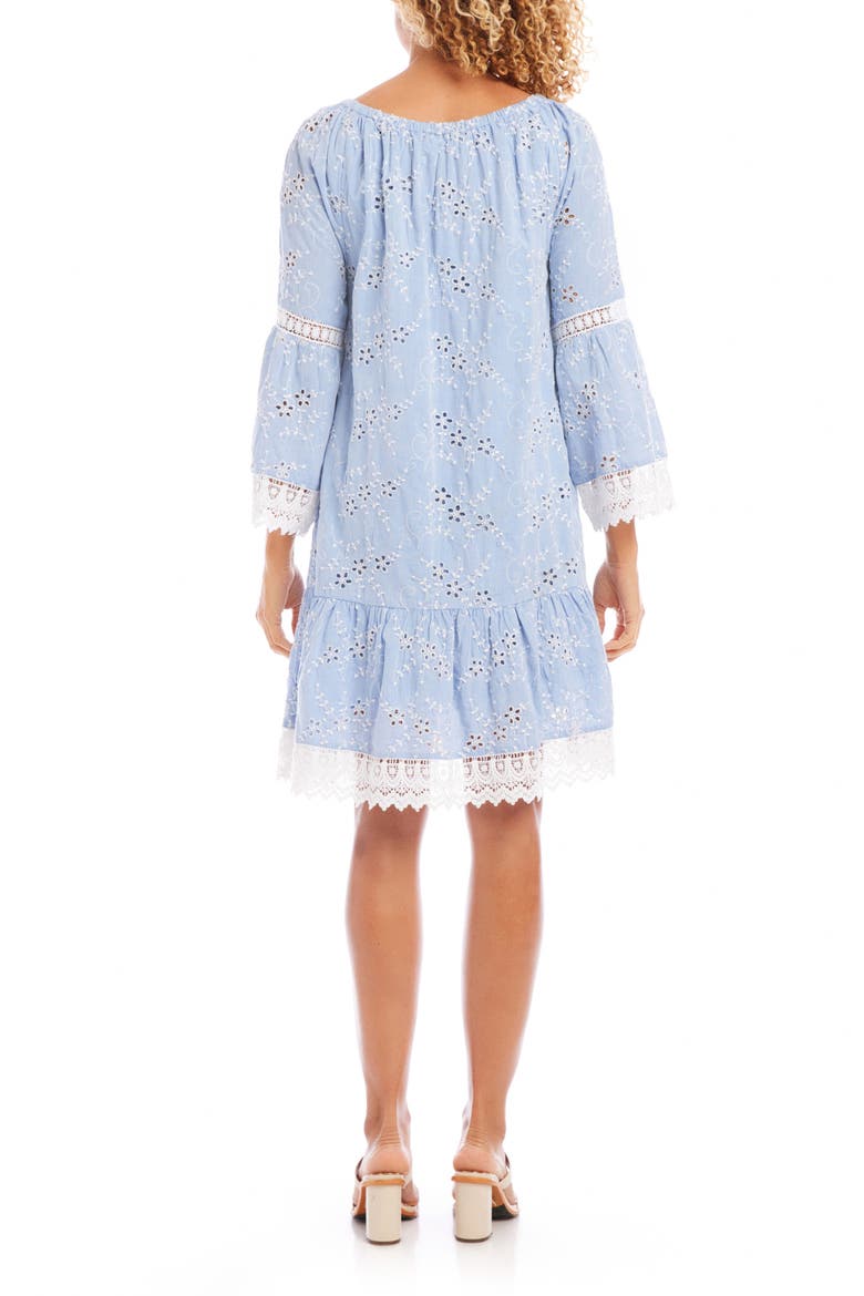 Mixed Lace Cotton Eyelet Shift Dress, Alternate, color, CHAMBRAY