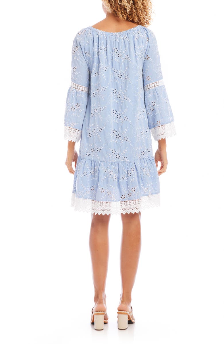Karen Kane Mixed Lace Cotton Eyelet Shift Dress, Alternate, color,