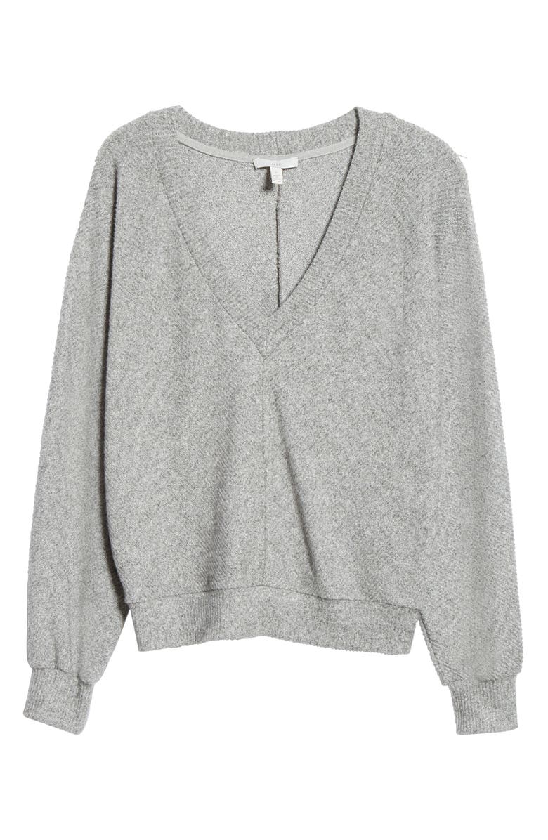 Joie Uni Ribbed V-Neck Top, Alternate, color, Heather Grey