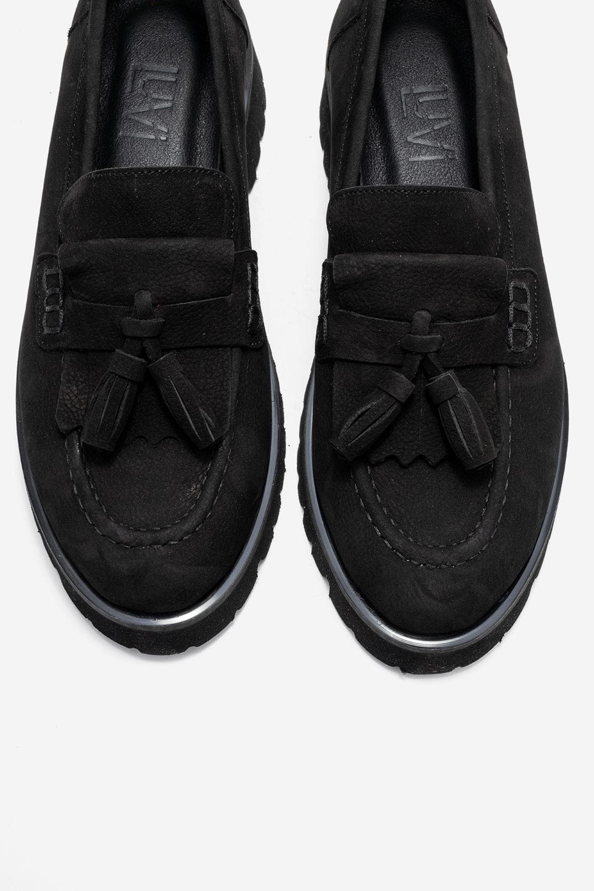Forever & Always Shoes Poen Leather Tassel Loafer, Alternate, color, Black Suede Leather