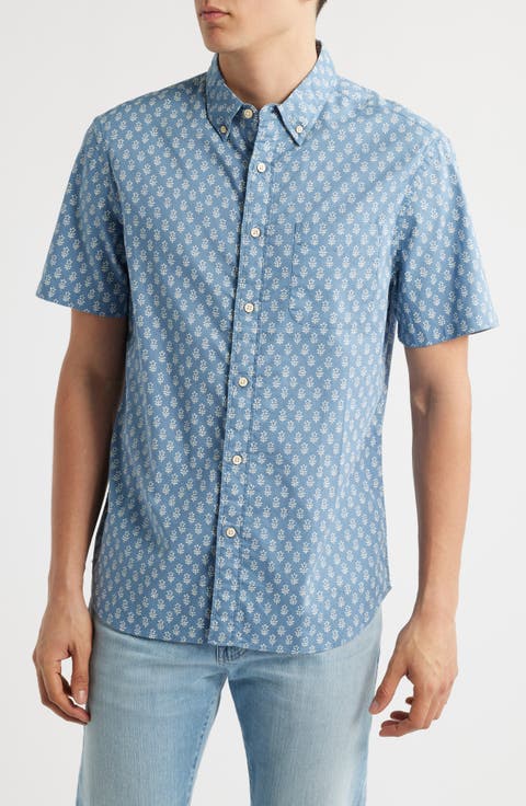 Playa Short Sleeve Stretch Organic Cotton Button-Down Shirt
