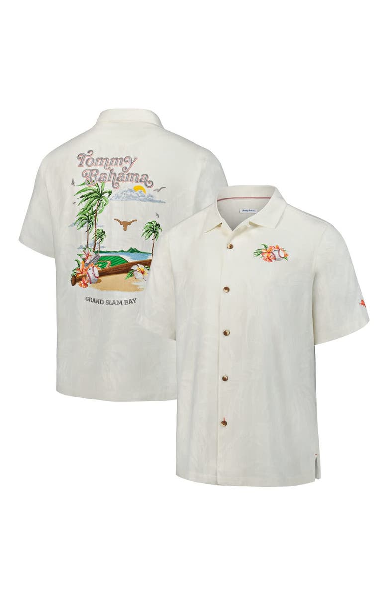 Tommy Bahama Men's Tommy Bahama White Texas Longhorns Grand Slam Bay Camp Button-Up Shirt, Main, color, 