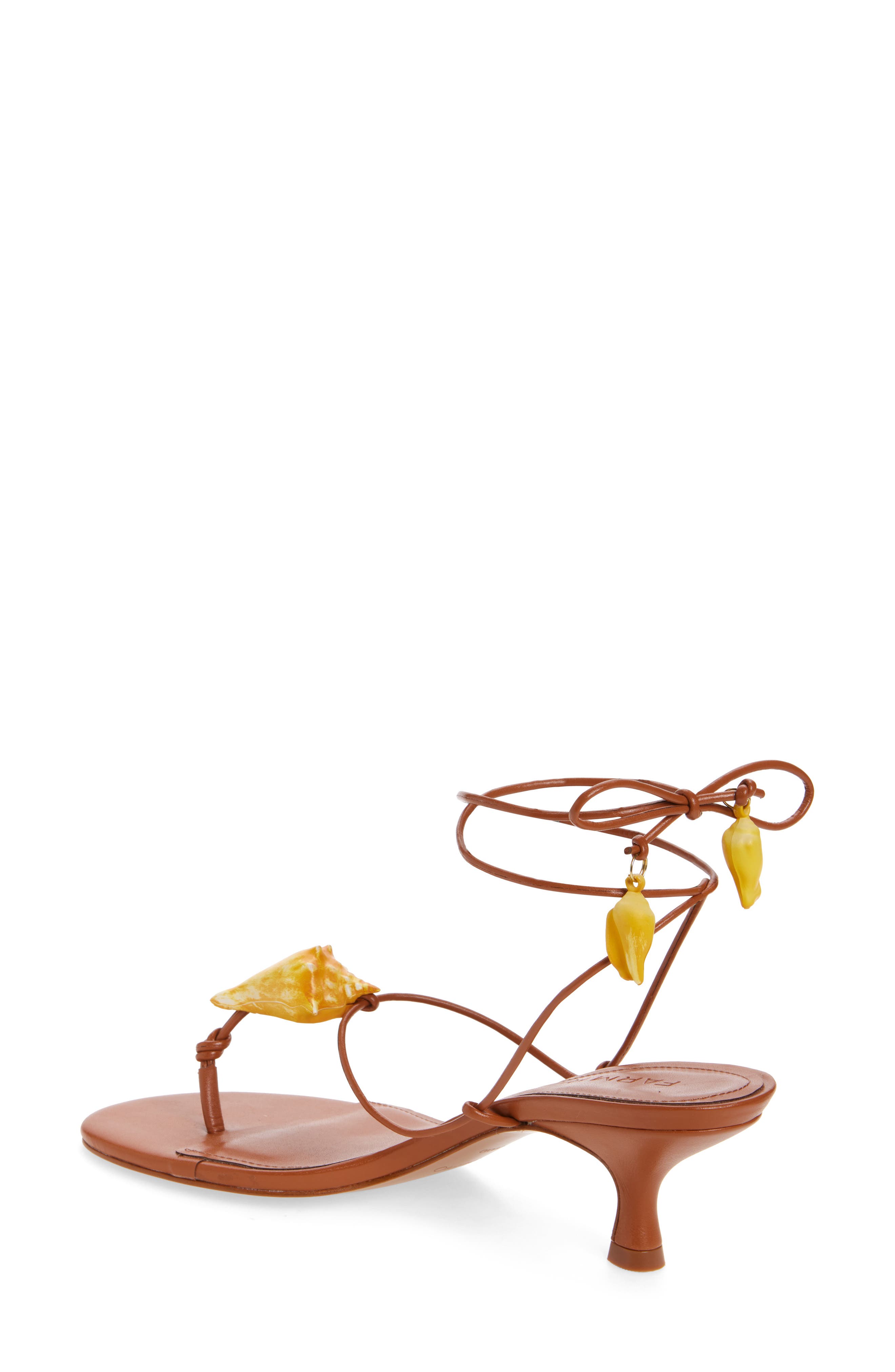 FARM Rio Shell Macrame Kitten Heel Sandal, Alternate, color, Cuoio