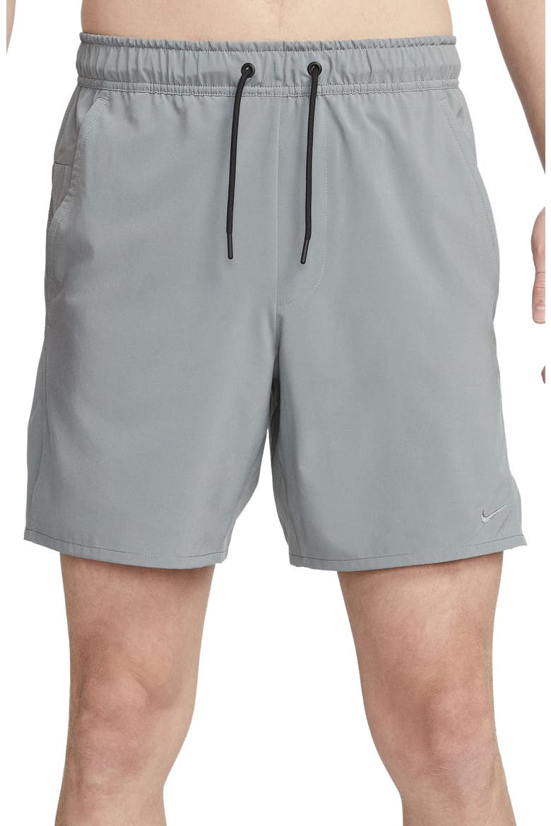 Dri-FIT Unlimited 7-Inch Unlined Athletic Shorts, Main, color, 084 SMOKE GREY/BLACK