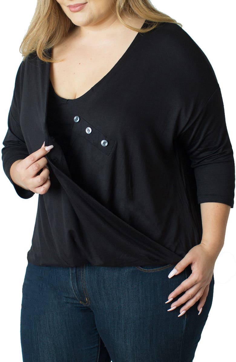 Udderly Hot Mama Button V-Neck Nursing Top, Alternate, color, 