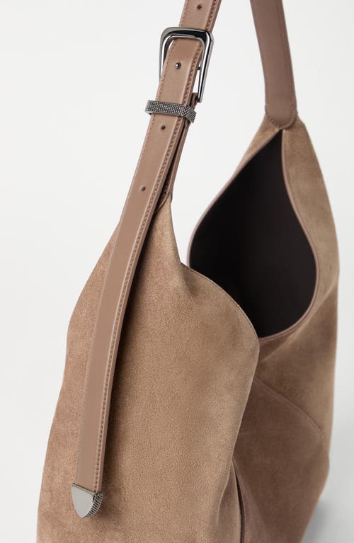 BRUNELLO CUCINELLI BRUNELLO CUCINELLI SUEDE CALFSKIN BC DUO HOBO BAG 