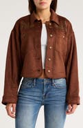 Vigoss Studded Faux Suede Crop Shacket