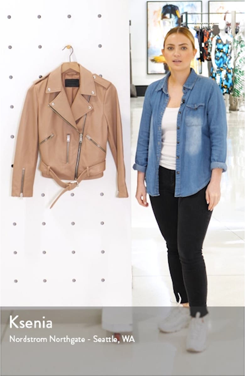 Balfern Lambskin Leather Biker Jacket, sales video thumbnail