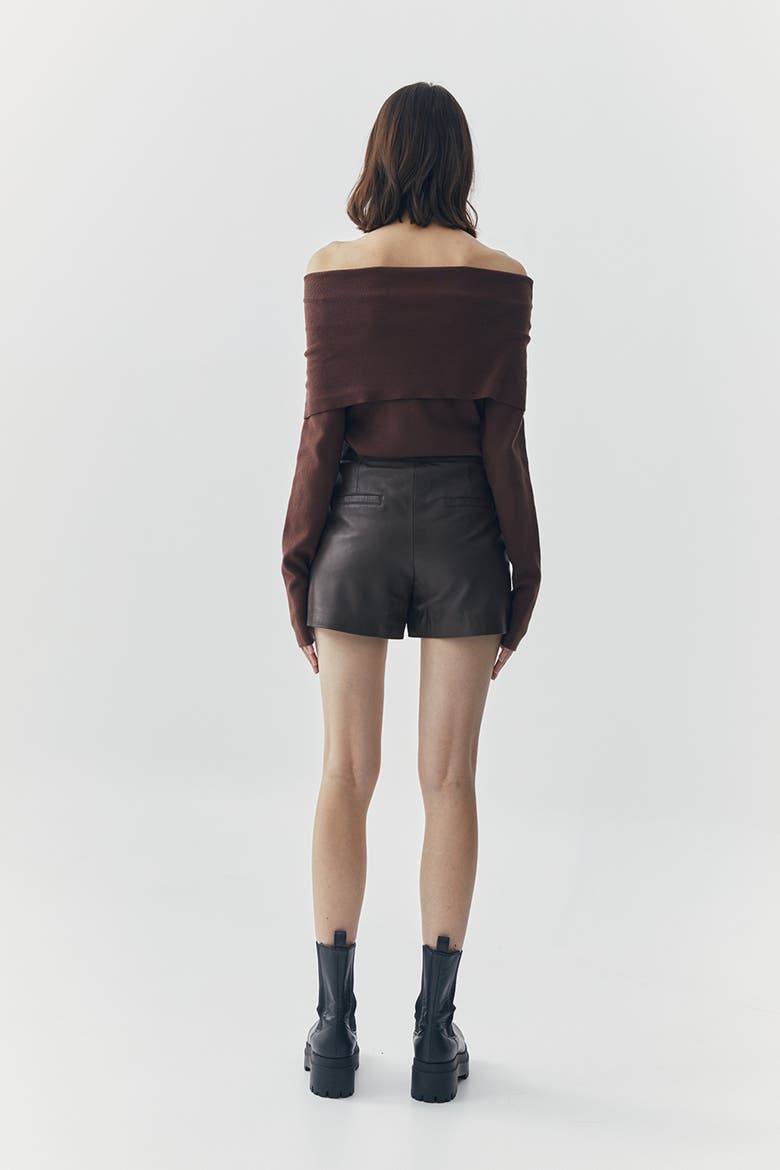 Wren Short Leather Pants, Alternate, color, Brown