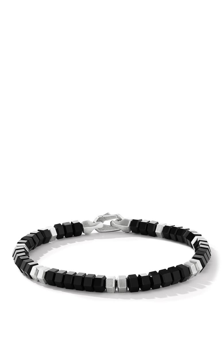 Men's Hex Spiritual Beaded Bracelet, Main, color, SILVER/ BLACK ONYX