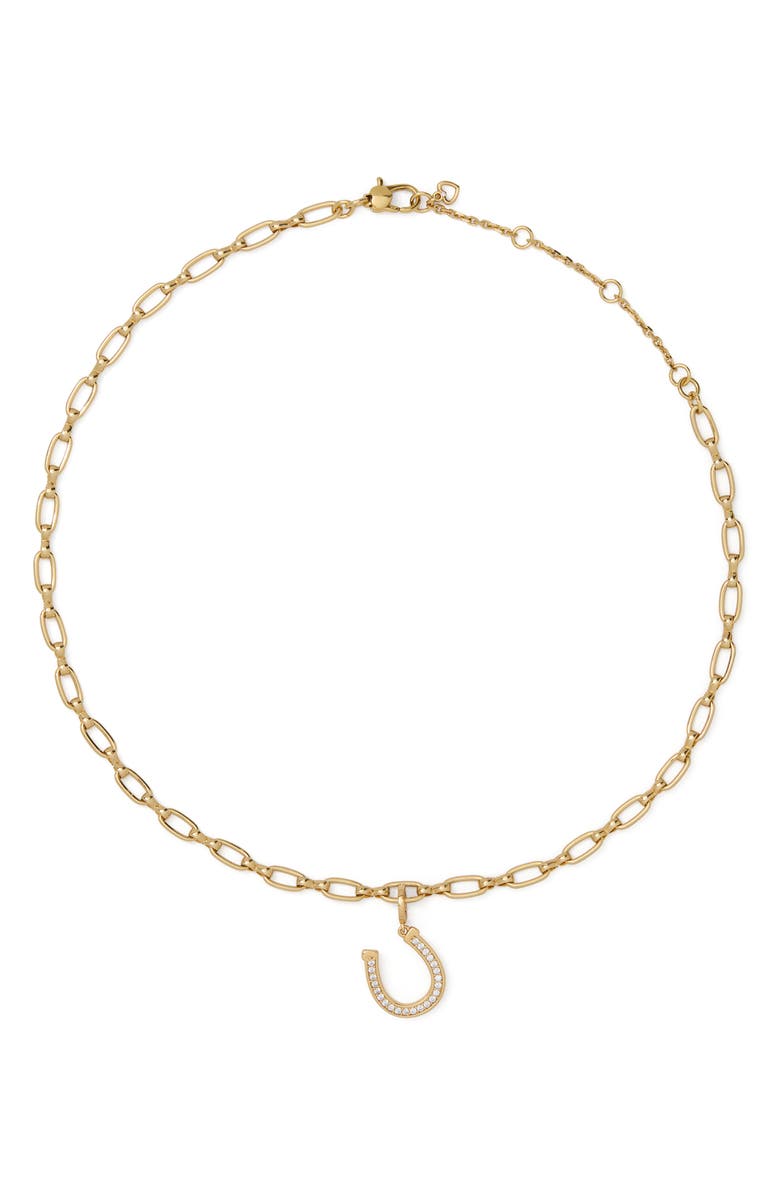 Kate Spade New York Cubic Zirconia Horseshoe Charm, Alternate, color, Clear/ Gold