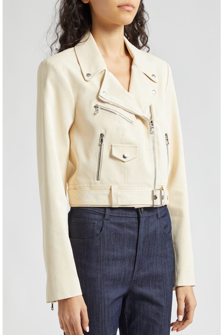 Zoe Faux Leather Moto Jacket, Alternate, color, GARDENIA