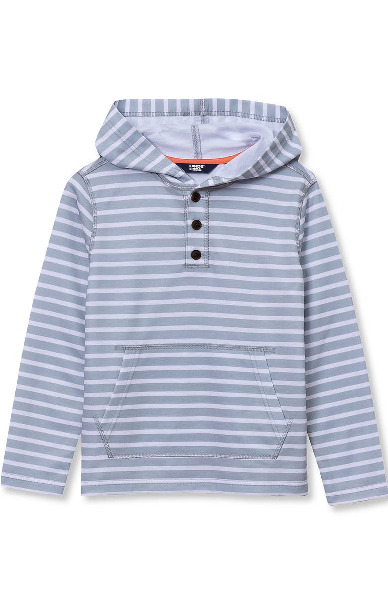 Lands' End Boys Henley Pullover Hoodie, Main, color, Cool Gray Stripe