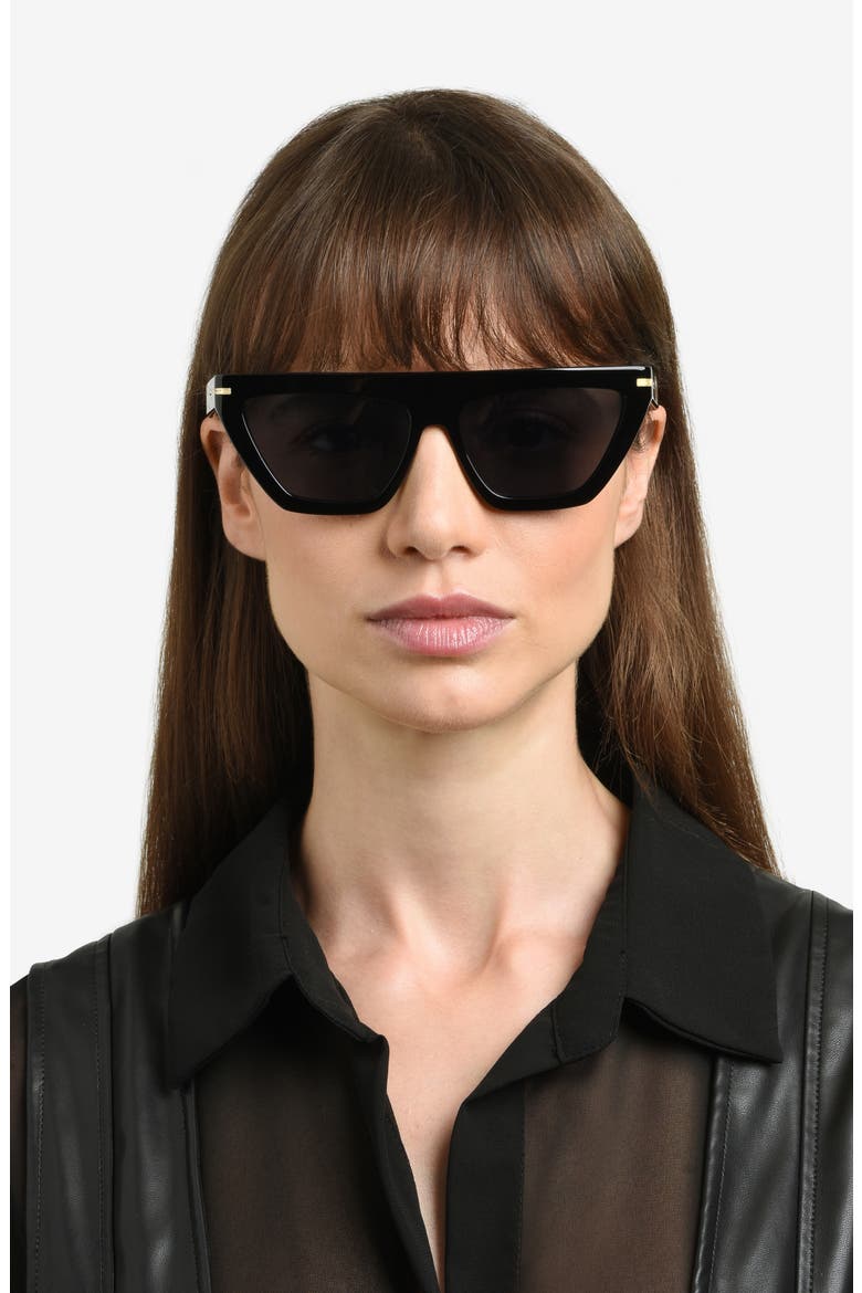 58mm Cat Eye Sunglasses, Alternate, color, BLACK