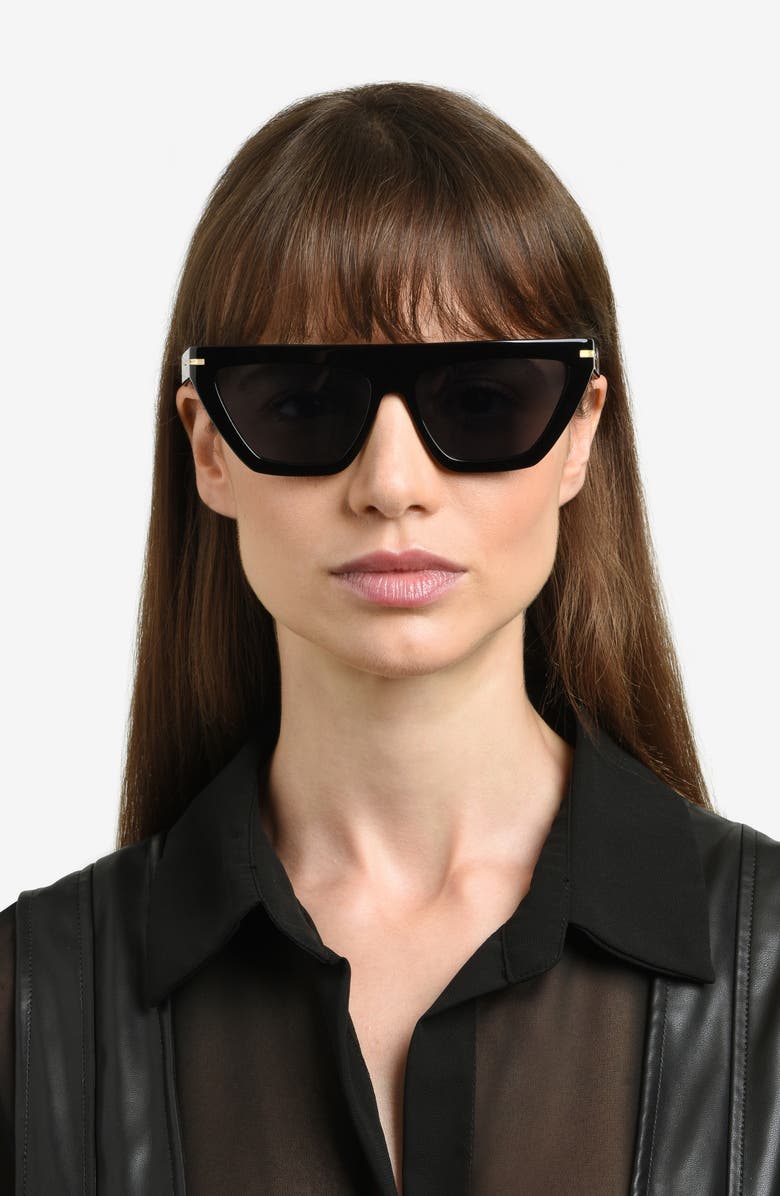 BOSS 58mm Cat Eye Sunglasses, Alternate, color, Black