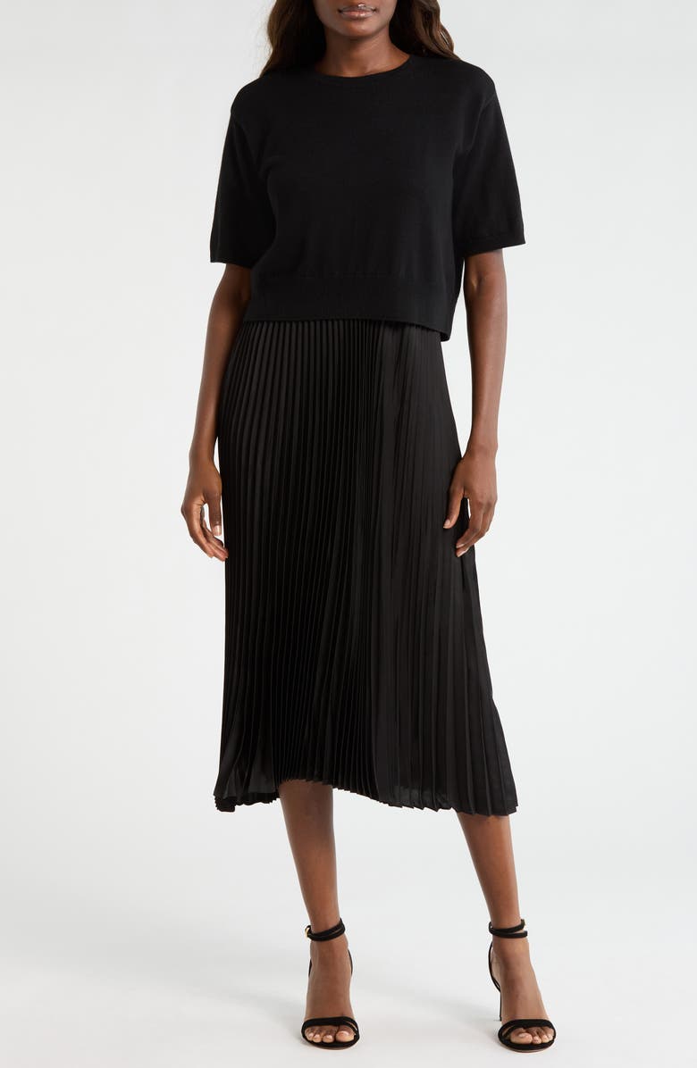 CeCe Sweater & Pleated Skirt Two-Piece Set, Main, color, Rich Black