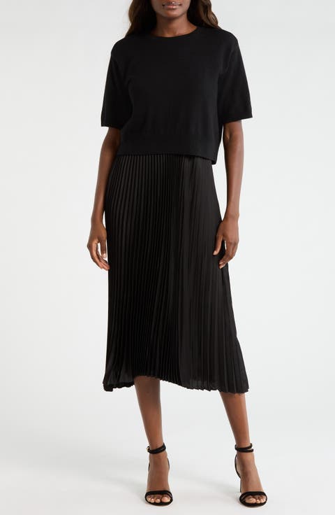Sweater & Pleated Skirt Two-Piece Set