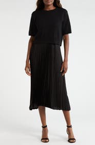 CeCe Sweater & Pleated Skirt Two-Piece Set