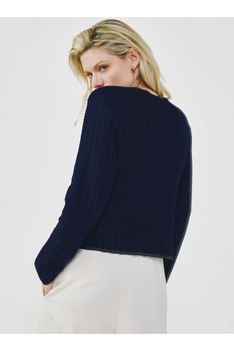 Lace Knit Cardigan, Alternate, color, Navy