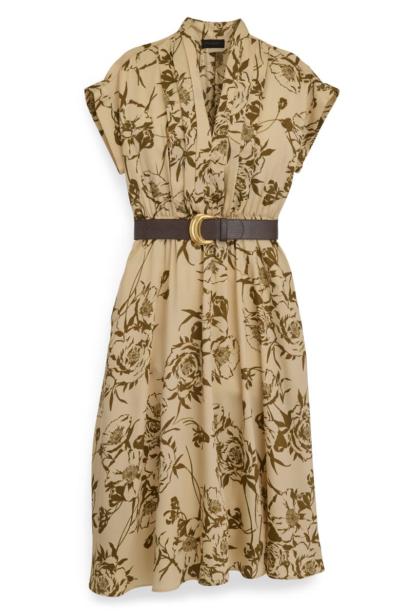 Donna Karan New York Floral Belted Midi Dress, Alternate, color, Smky Olv/ B