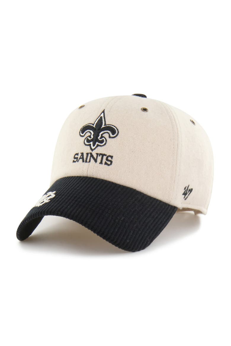 Women's '47 Natural/Black New Orleans Saints Rope Script Clean Up Adjustable Hat, Alternate, color, Natural