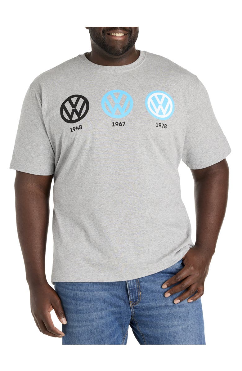 True Nation by DXL Big & Tall Volkswagon Logos Graphic Tee, Main, color, Heather Grey