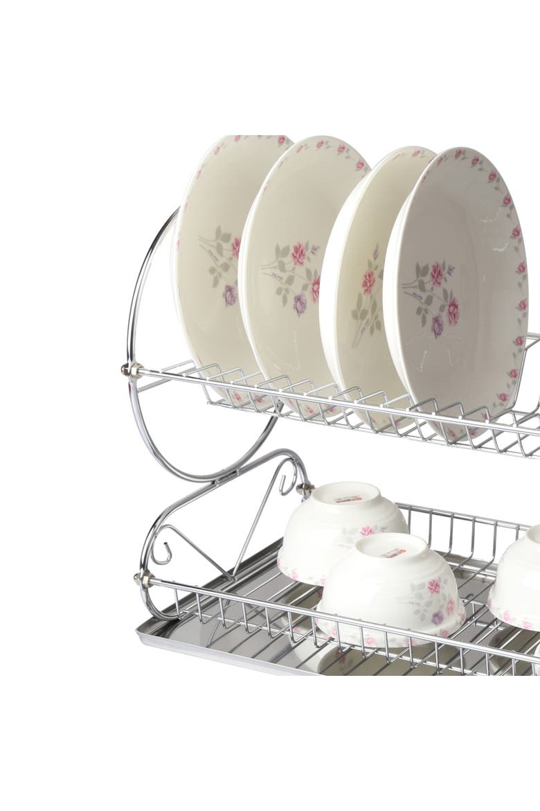 Chrome Plated 17.5 Inch Two Shelf Dish Rack, Alternate, color, Chrome