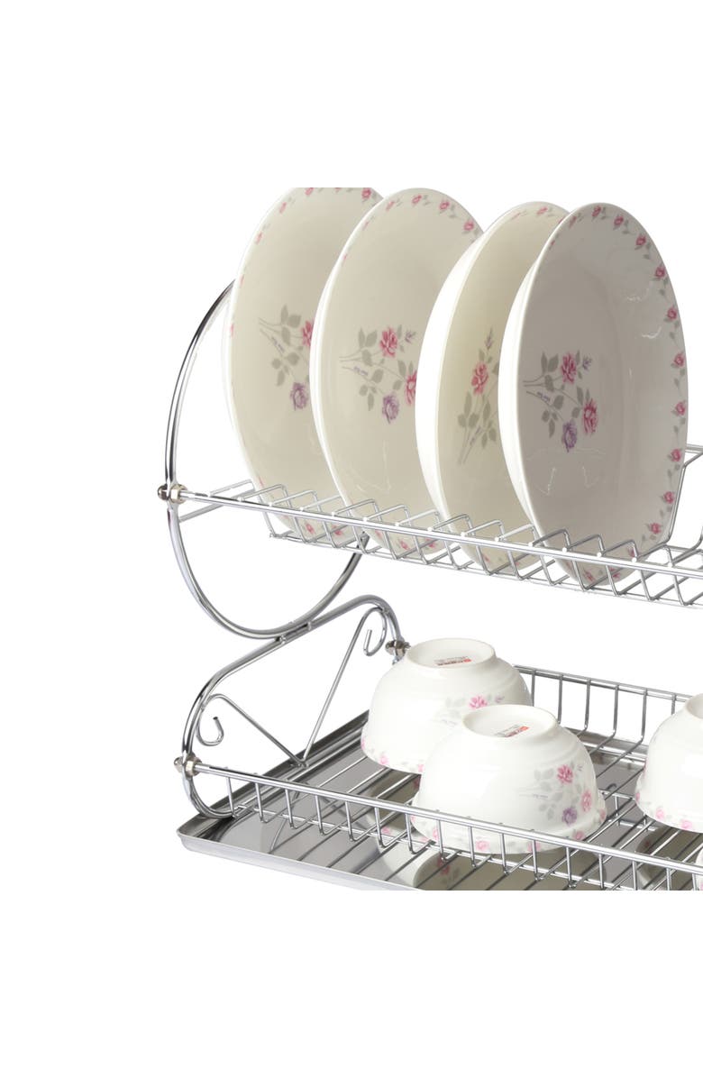 Megachef Chrome Plated 17.5 Inch Two Shelf Dish Rack, Alternate, color, Chrome