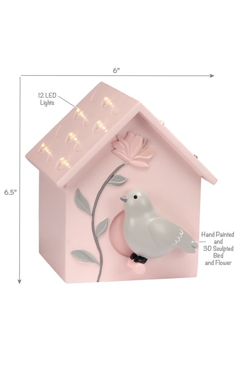 Lambs & Ivy Petals Birdhouse Table Top Night Light LED Lamp, Alternate, color, Pink