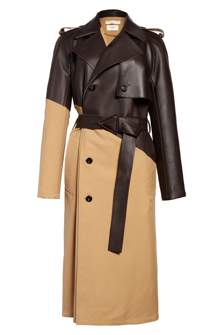 Leather & Wool Trench Coat, Main, color, 2640 CAMEL