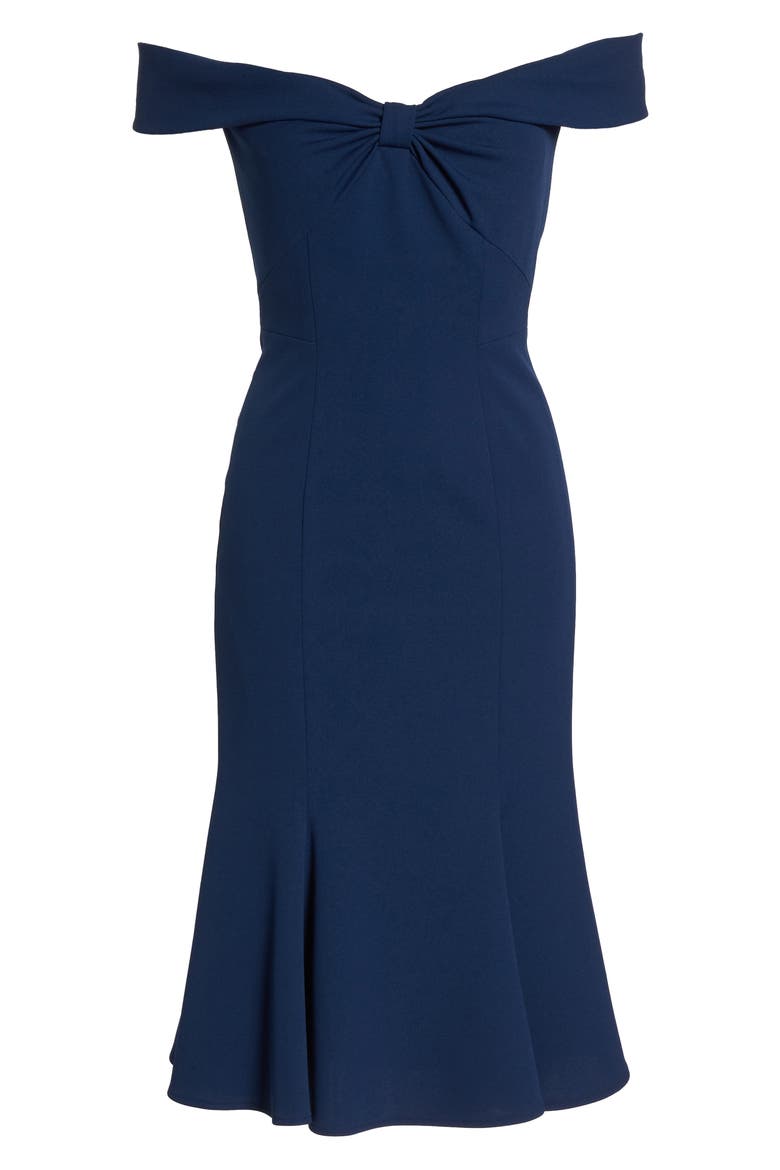 Tyler Off the Shoulder Scuba Crepe Dress, Alternate, color, NAVY