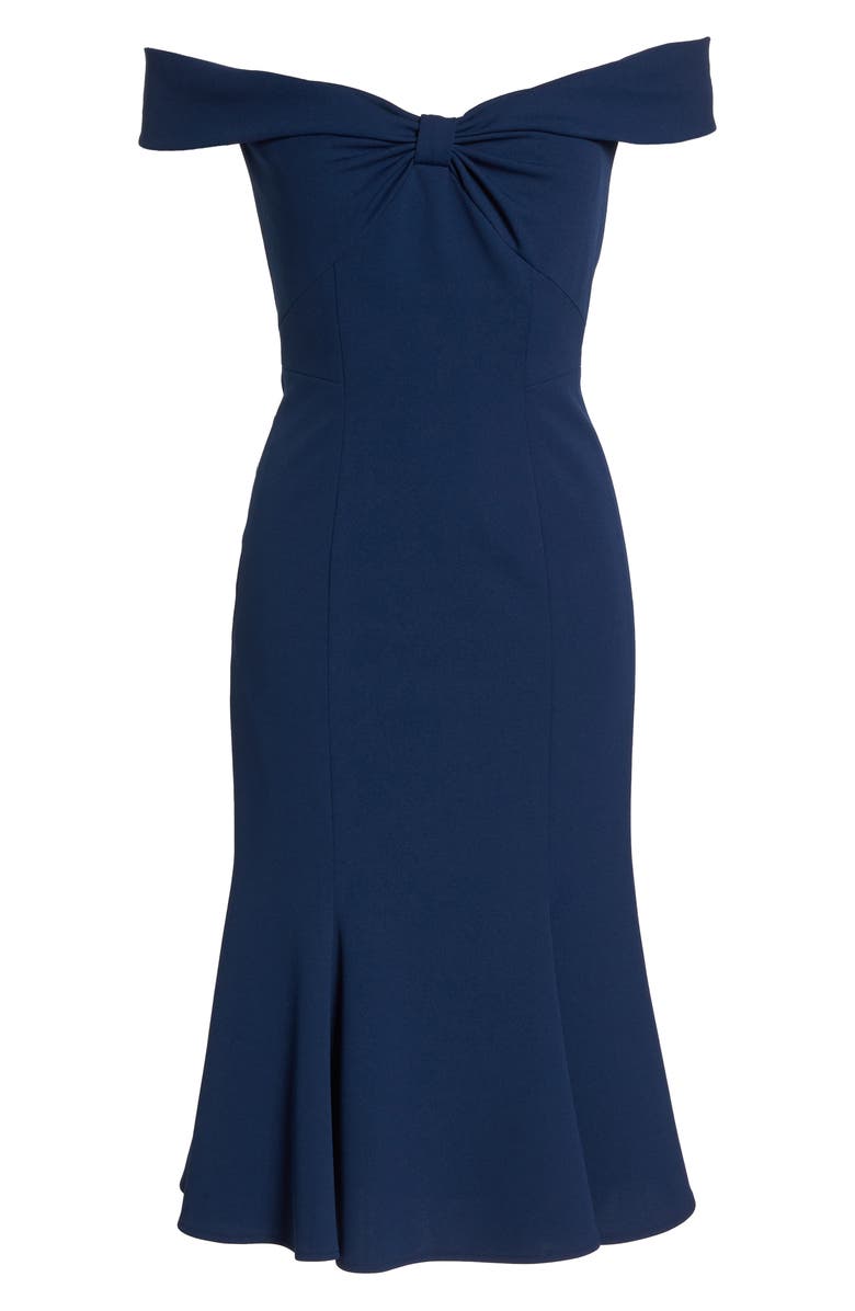 Gal Meets Glam Collection Tyler Off the Shoulder Scuba Crepe Dress, Alternate, color,