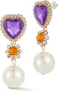 CHLOE AND MADISON Heart Cubic Zirconia & Imitation Pearl Drop Earrings