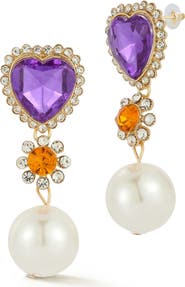 CHLOE AND MADISON Heart Cubic Zirconia & Imitation Pearl Drop Earrings
