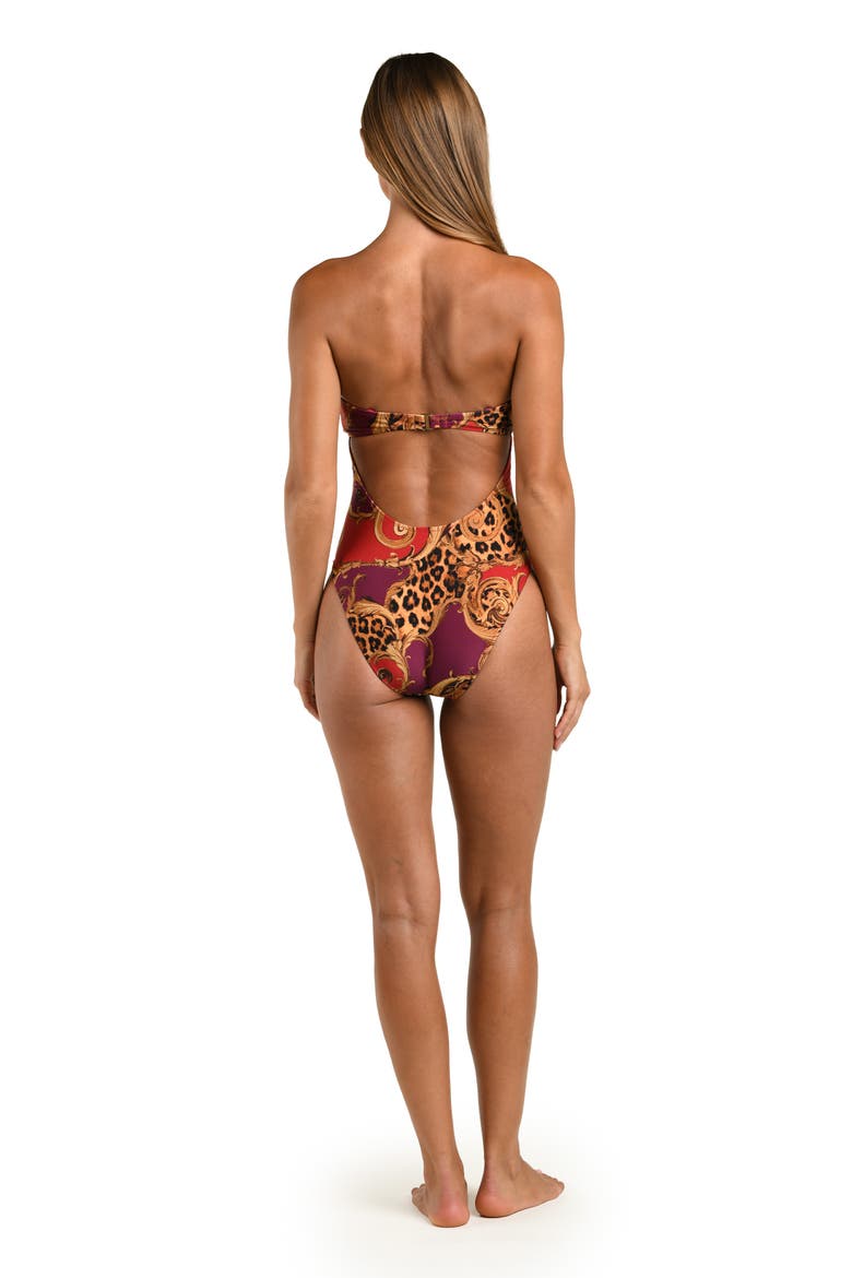 Bandeau One-Piece Swimsuit, Alternate, color, ROUGE