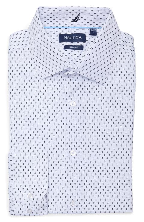 Slim Fit Arrow Print Stretch Dress Shirt