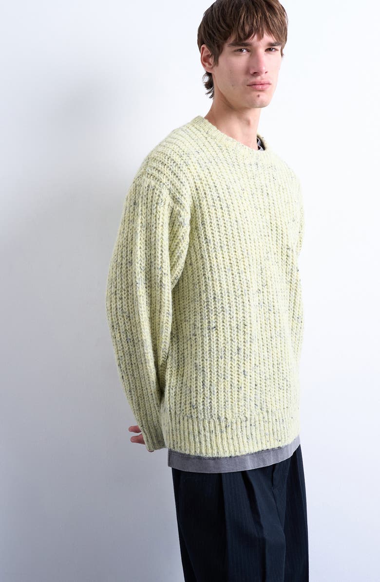 Topman Relaxed Fit Ribbed Knit Sweater, Main, color, Green