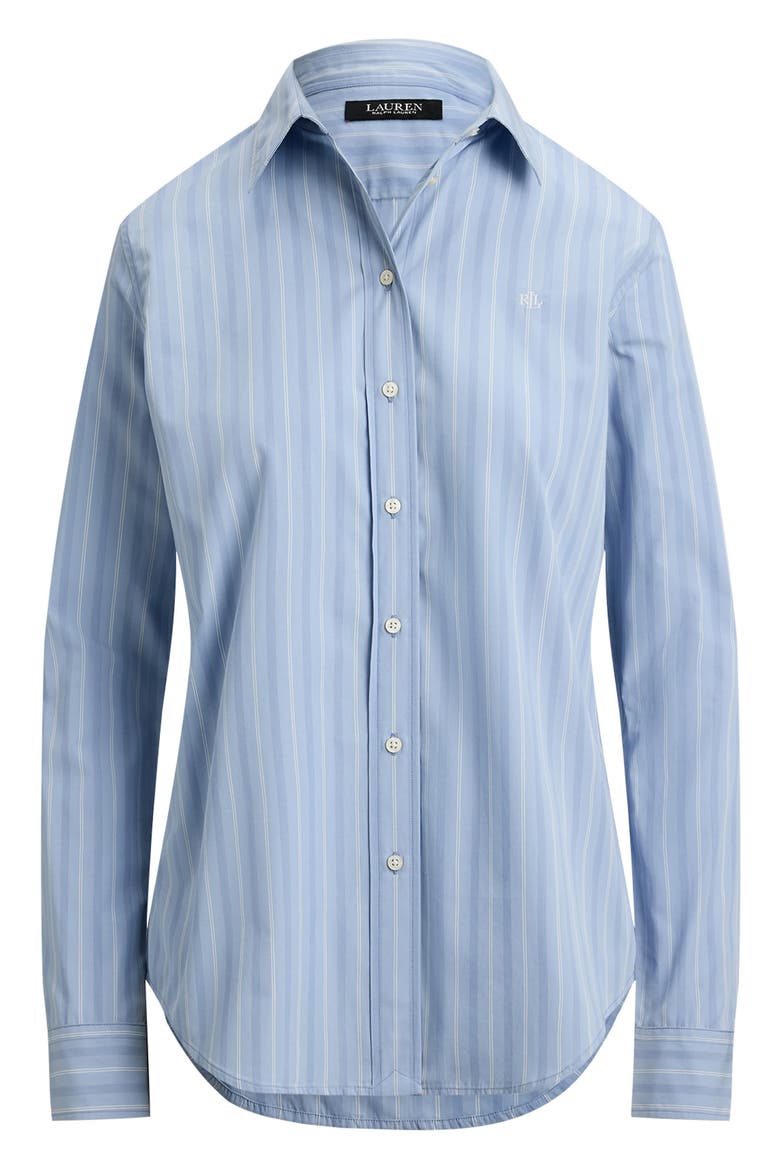 Stripe Cotton Broadcloth Button-Up Shirt, Alternate, color, BLUE/ WHITE MULTI