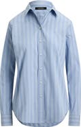 Lauren Ralph Lauren Stripe Cotton Broadcloth Button-Up Shirt