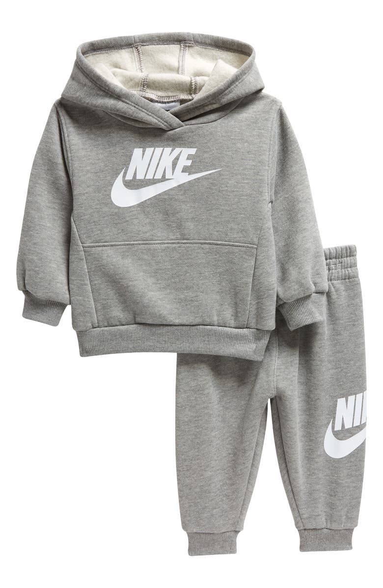 Nike Club Fleece Hoodie & Joggers Set, Main, color, Dark Grey