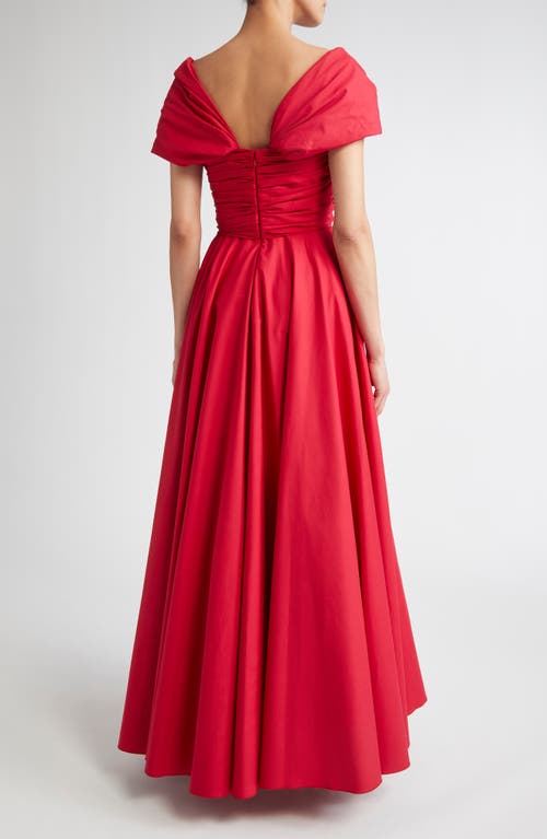Giambattista Valli Convertible Neckline Cotton Poplin Ballgown In Red
