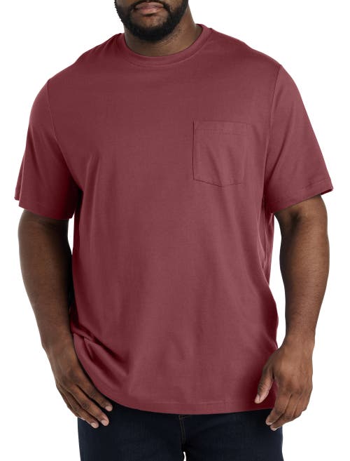 Harbor Bay By Dxl Big & Tall Moisture-wicking Pocket T-shirt In Burgundy