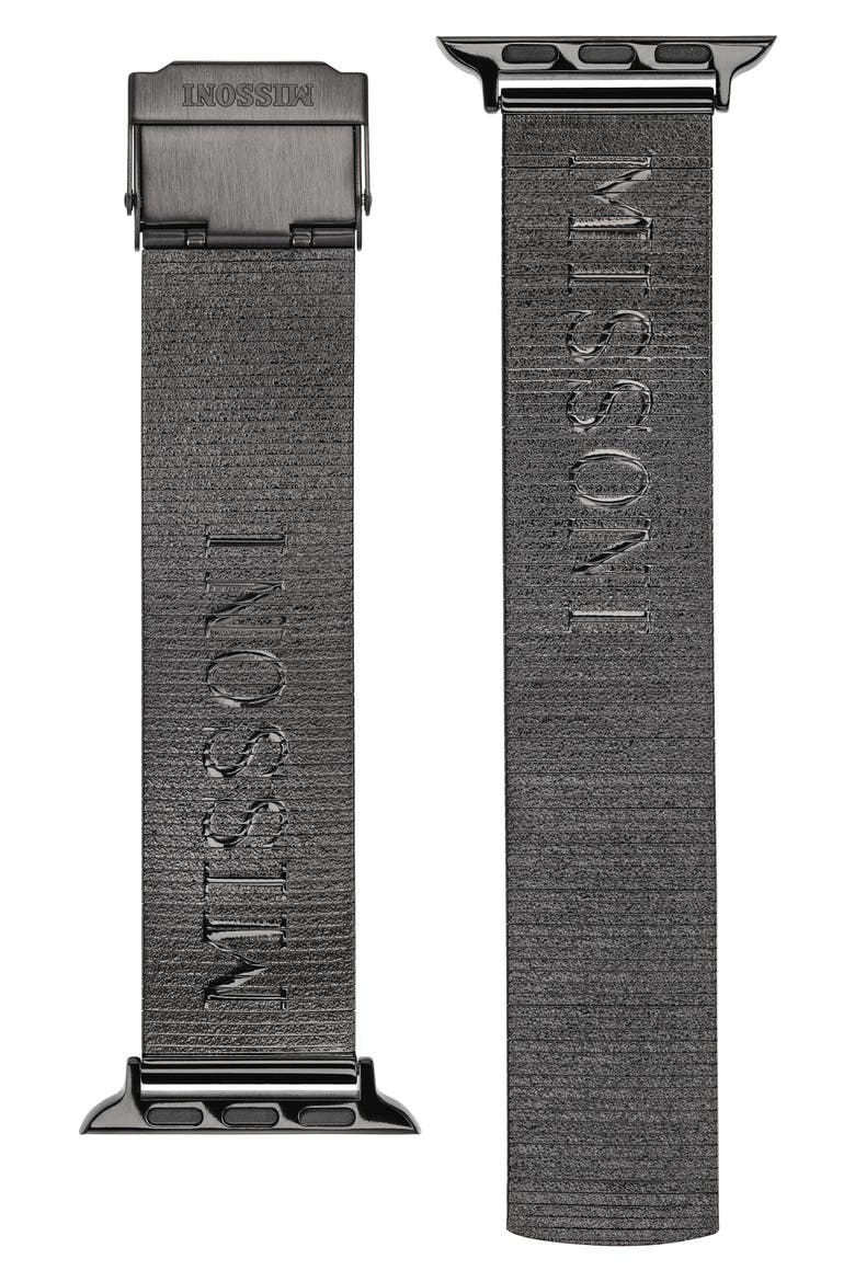 Lettering Stainless Steel 24mm Apple Watch® Watchband, Alternate, color, IP GREY