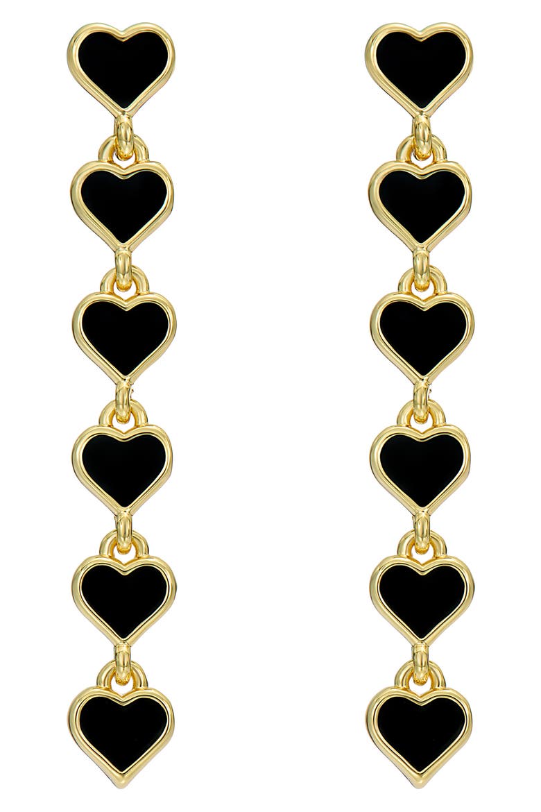 Hartley Enamel Heart Drop Earrings, Alternate, color, GOLD TONE BLACK