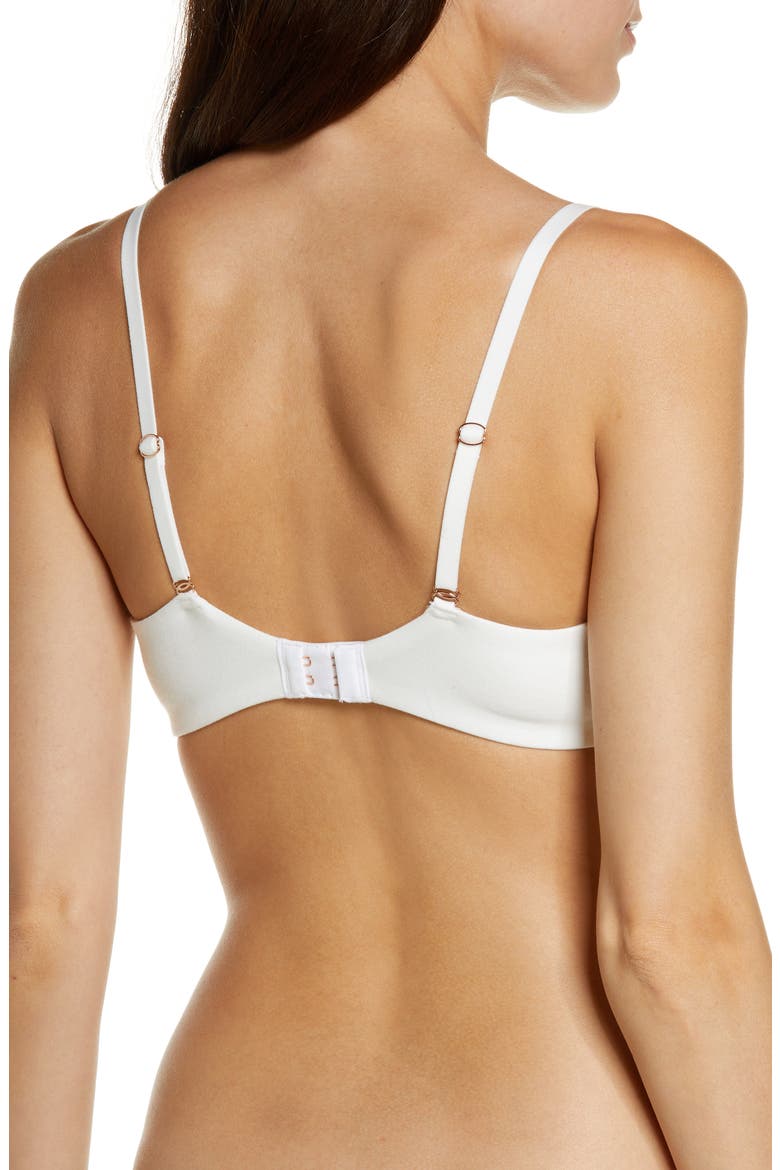 Adorned Cotton Blend Underwire Bra, Alternate, color, WHITE