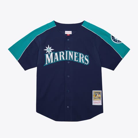 Men's Mitchell & Ness Ichiro Suzuki Navy Seattle Mariners 2006 Cooperstown Mesh Batting Practice Button-Up Jersey
