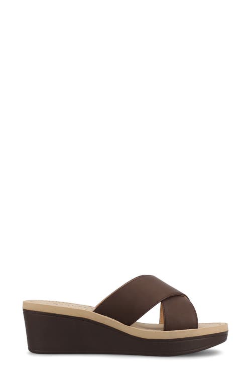 Journee Collection Women's Biara Crisscross Platform Wedge Sandals In Brown