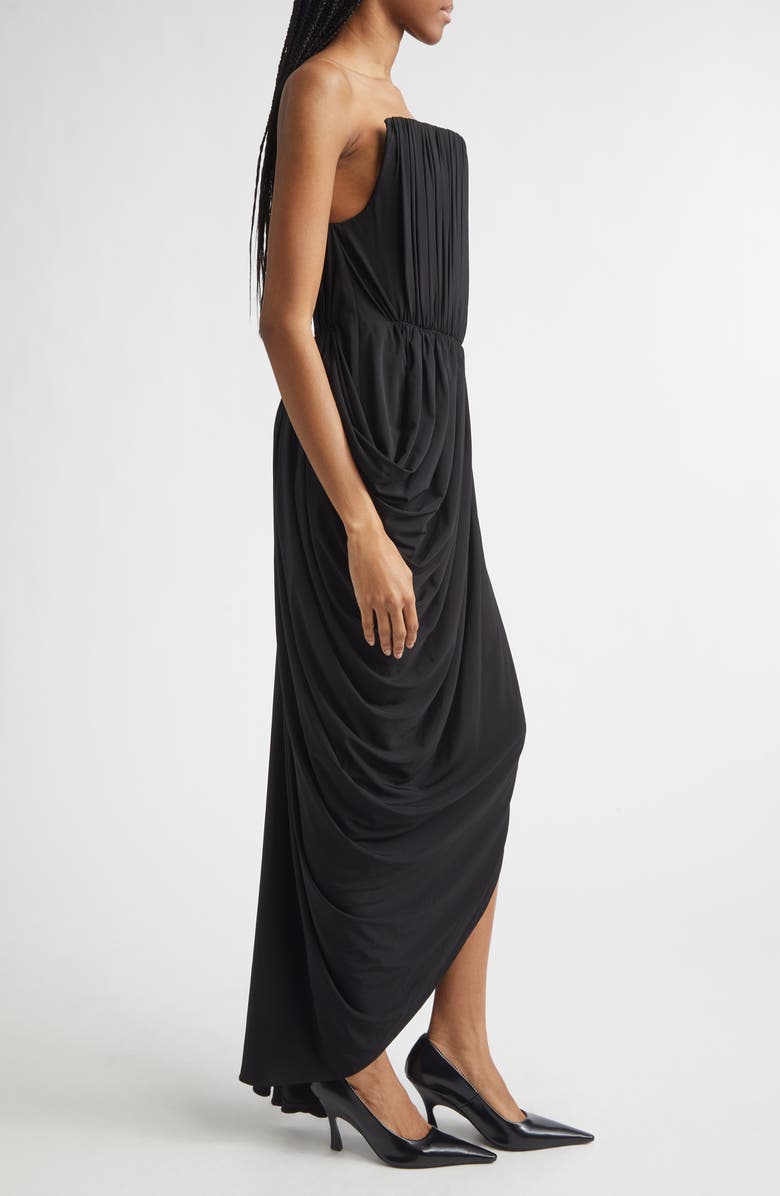 Stella McCartney Strapless Draped Crepe Jersey Gown, Alternate, color, Black