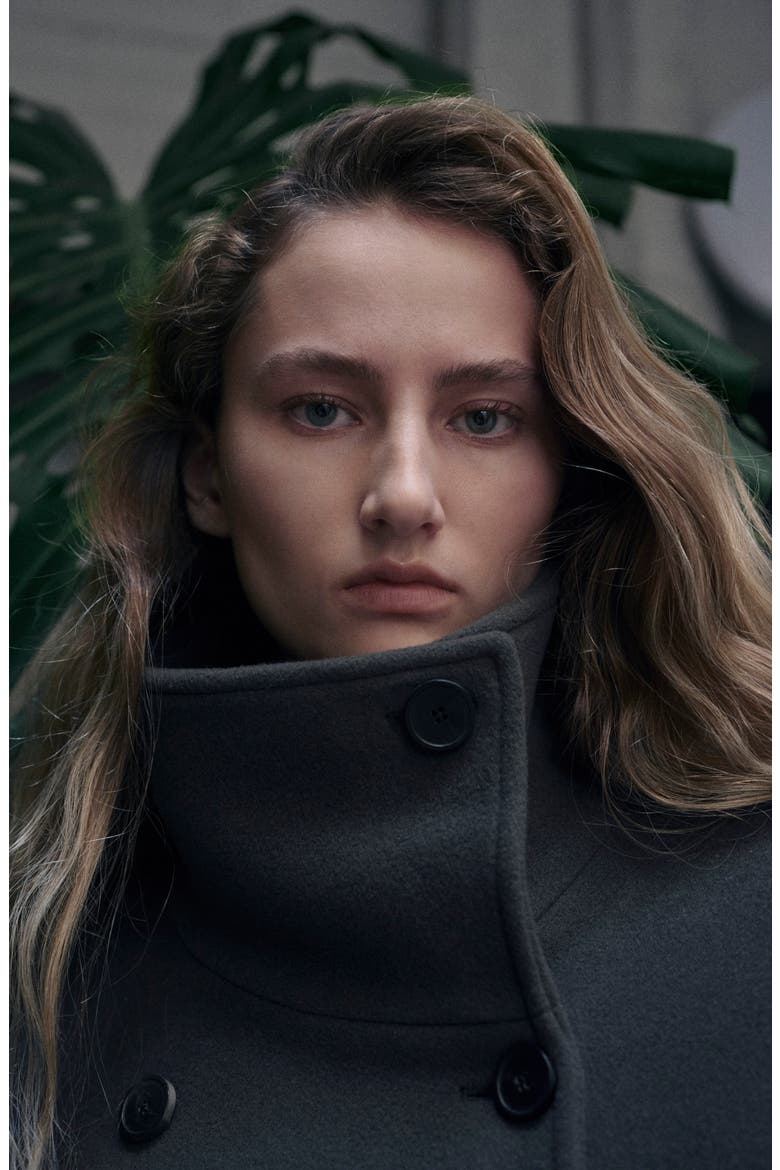 Belted Virgin Wool Blend Coat, Alternate, color, GREY
